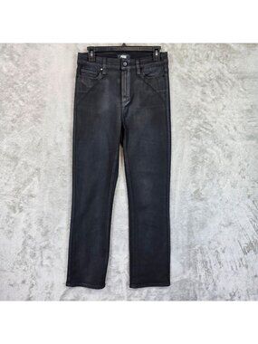 Paige Cindy Straight Jeans Womens 28 Black Coated High Rise Slim Stretch Denim